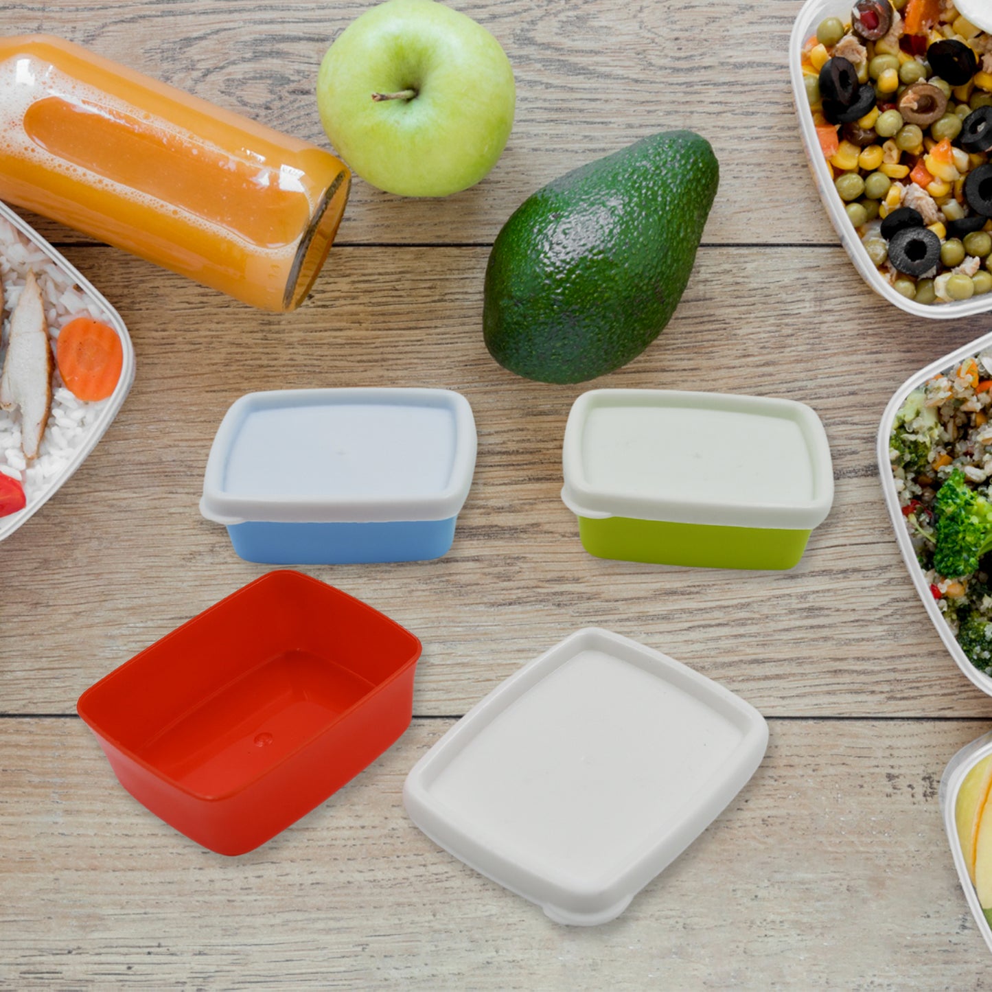 Plastic Airtight Containers Set Small Plastic Container Set Rectangular Plastic Food Pickle Fridge Containers Multicolor Kitchen Storage Container (3 Pcs Set) - Happy Price - Image 4