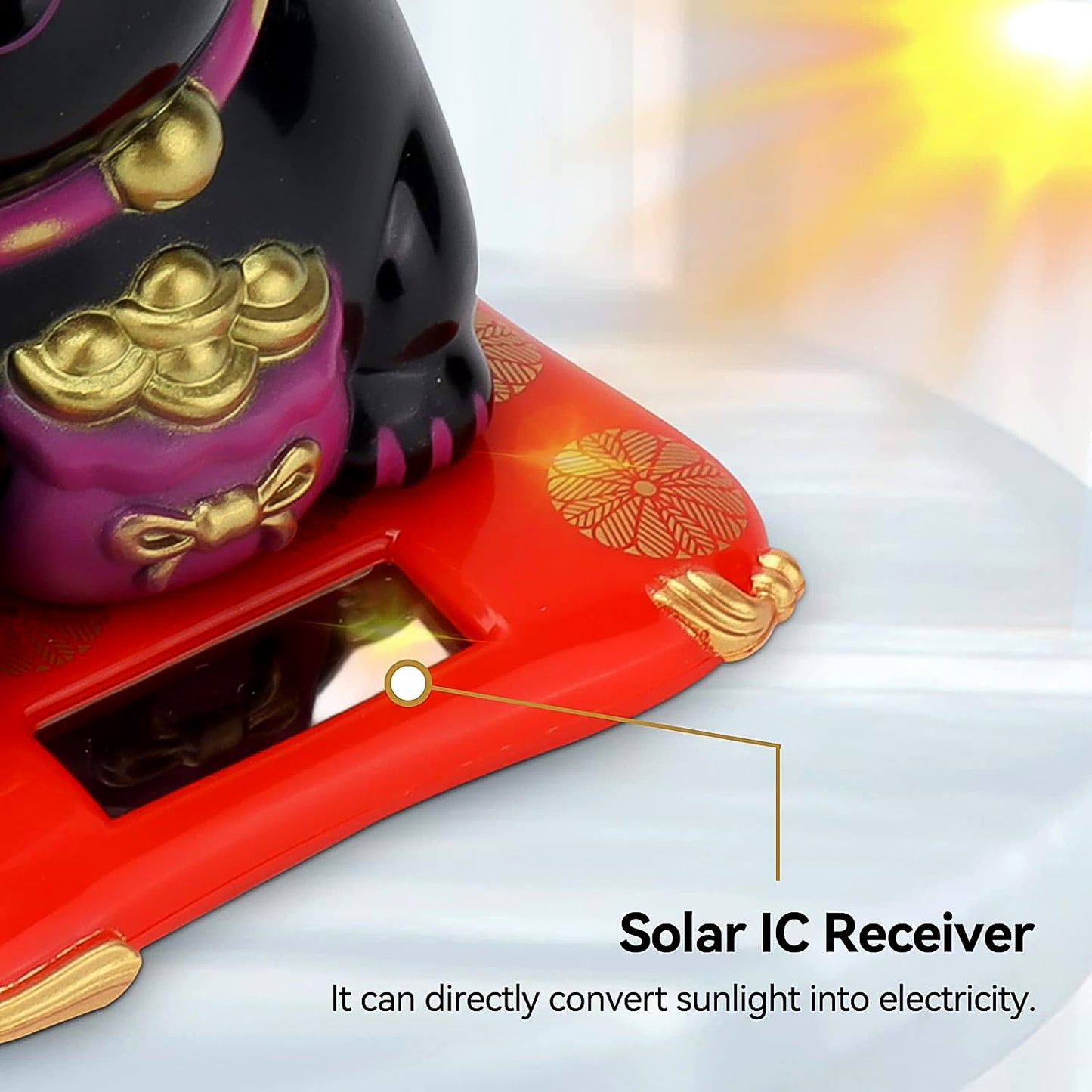 Solar Powered Happy Cat Beautiful With Arm Waves Wealth Cat (1 Pc  Mix Color) - Happy Price - Image 5