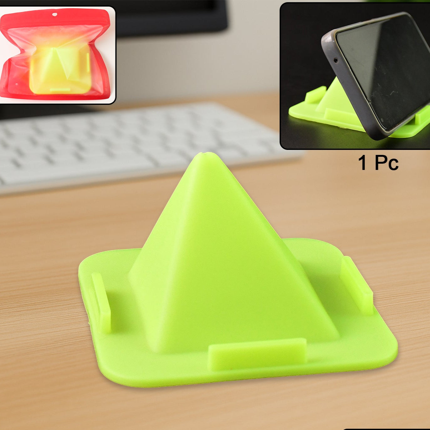 Virgin Mobile Accessories Universal Portable Four-sided Pyramid Shape Desktop Table Mobile Holder Stand (1 Pc) - Happy Price - Image 1
