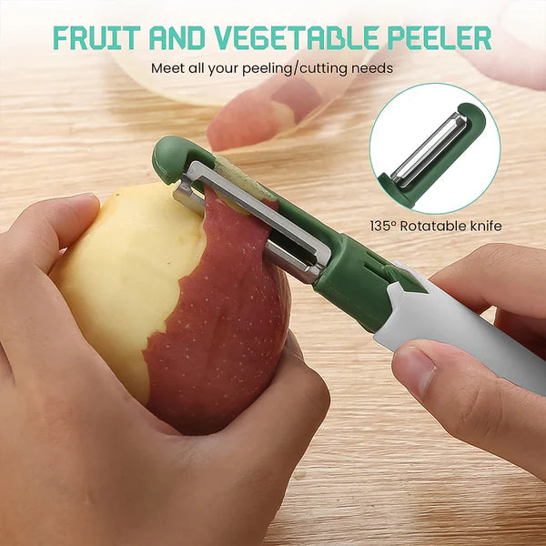 Multifunctional Peeler Two In One Fruit Knife Fruit And Vegetable Cutting Knife+sawtooth Peeler Apple Carrot Potato Fruit Slice Antiskid - Happy Price - Image 4
