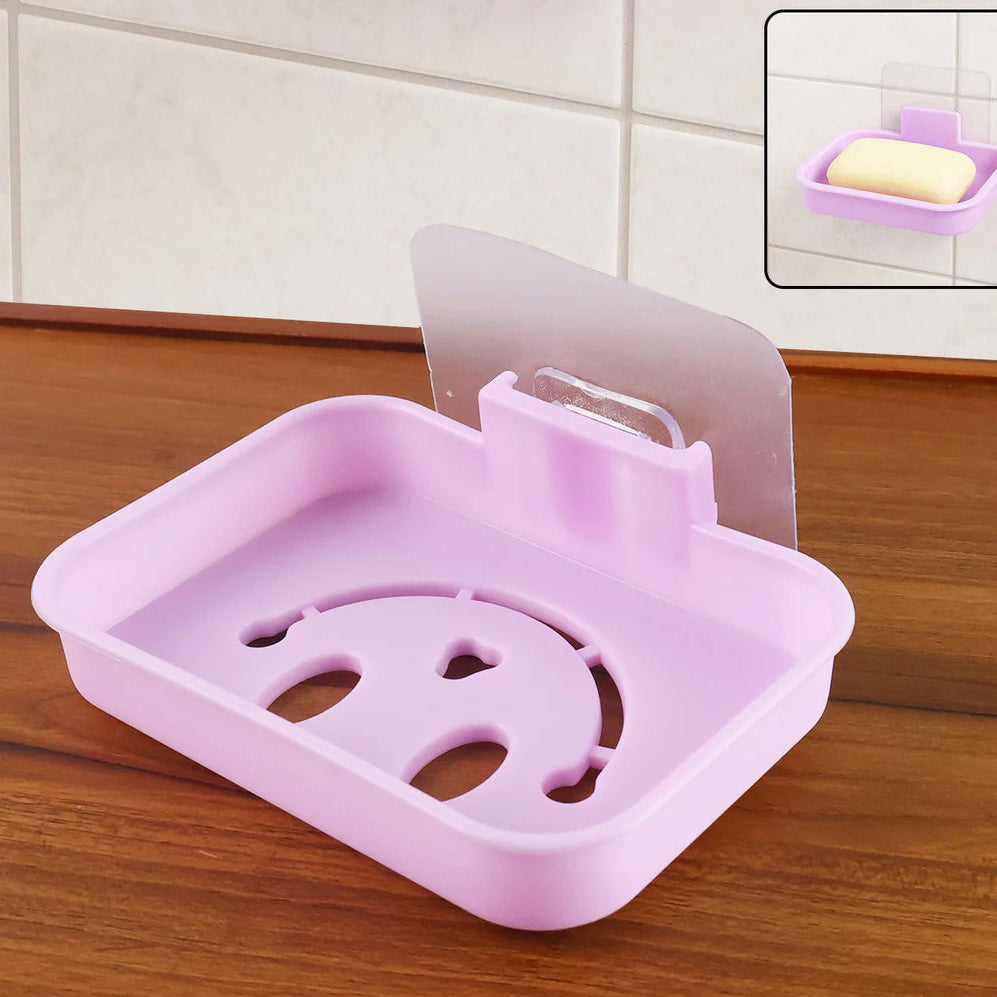 Plastic Soap Dish Holder For Bathroom Shower Wall Mounted Self Adhesive Soap Holder Saver Tray-plastic Sponge Holder For Kitchen Storage Rack Soap Box Bathroom (1 Pc) - Happy Price - Image 1