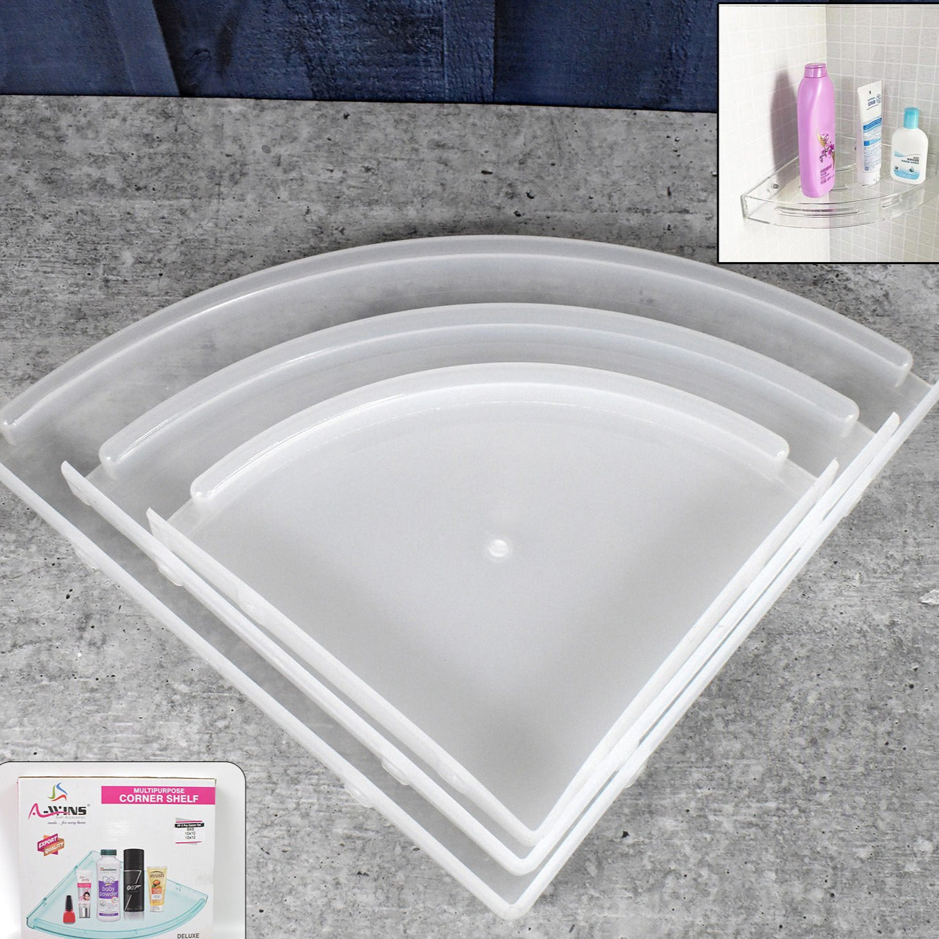 Bathroom Plastic Corner Shelf Rack Set For Wall Number Of Shelves (3 Pcs Set) - Happy Price - Image 1