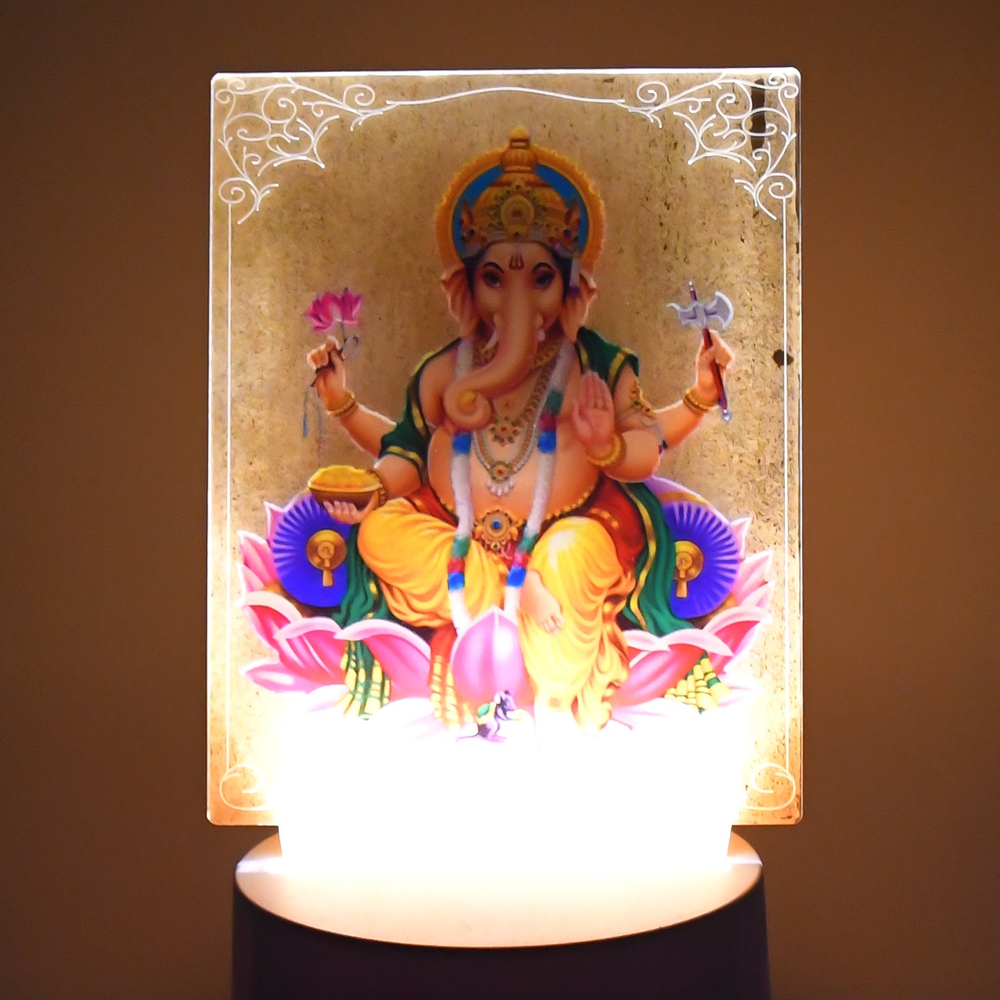 Beautiful 3d Lord Ganesh Frame With Soft White Light (1 Pc) - Happy Price - Image 3