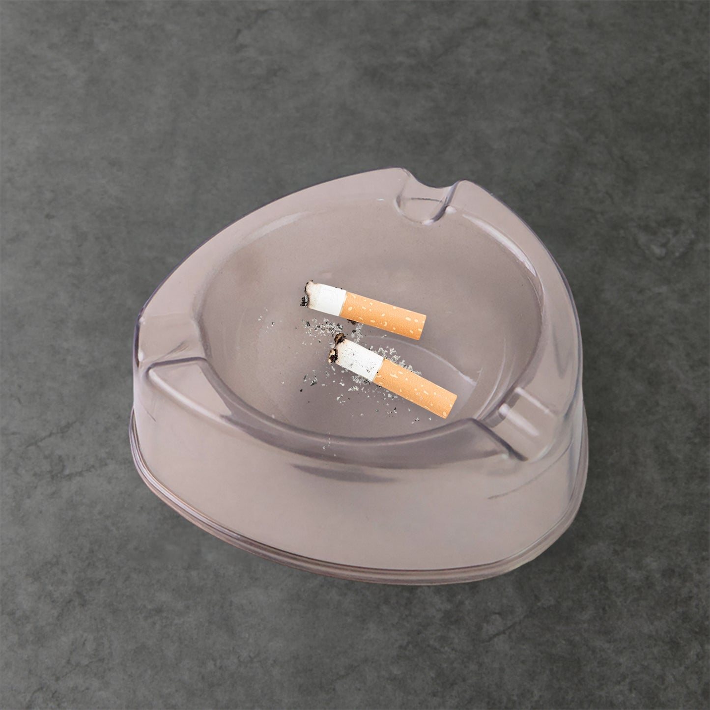 Oblivion Transparent White Ashtray With Cigarette Holder Grooves  Modern Smoke Disposal Tray (1 Pc) - Happy Price - Image 2