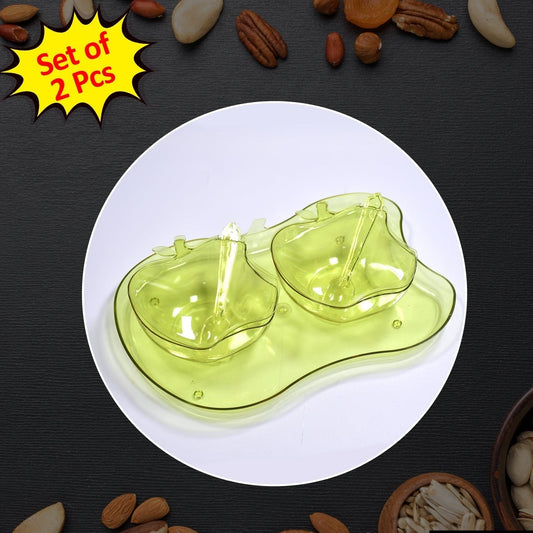 Apple Shape 2piece Serving Set Of Bowl With Spoon  Tray. Dinnerware Serving Snacks  Pickle - Happy Price - Image 1