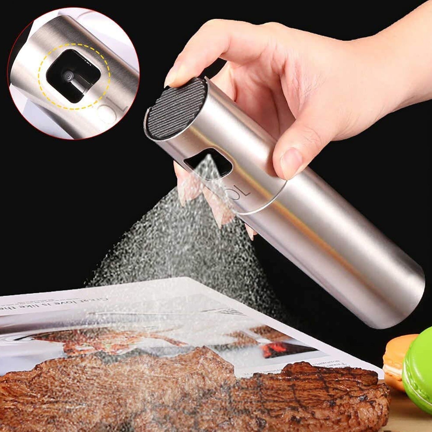 Oil Spray Bottle For Dosa  Food Grade Stainless Steel Glass Oil Spray Bottle (100 Ml) - Happy Price - Image 2