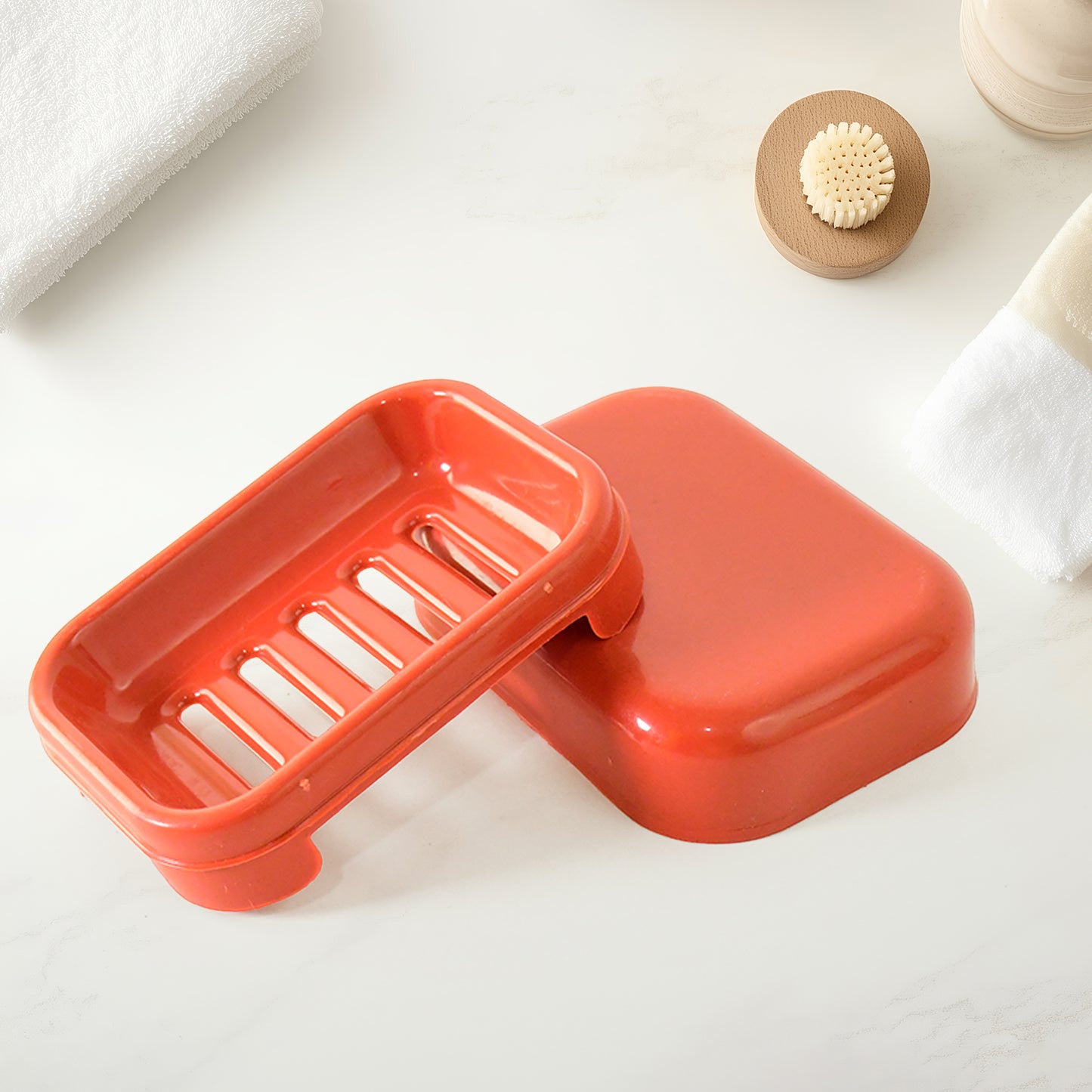 Premium Quality Rectangular Brick Red Plastic Soap Case (1 Pc) - Happy Price - Image 4