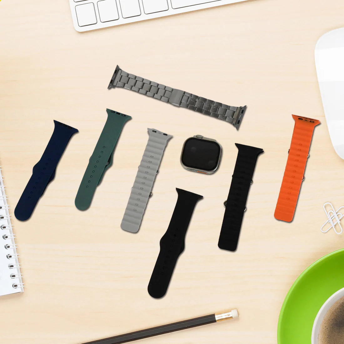 7 In 1 Ultra Smart Watch Combo With Seven Classic Straps Transparent Screen Guard (1 Set Mix Color) - Happy Price - Image 5