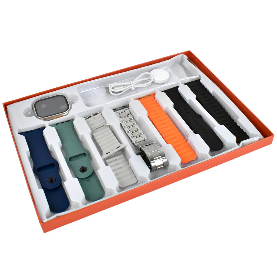 7 In 1 Ultra Smart Watch Combo With Seven Classic Straps Transparent Screen Guard (1 Set Mix Color) - Happy Price - Image 4