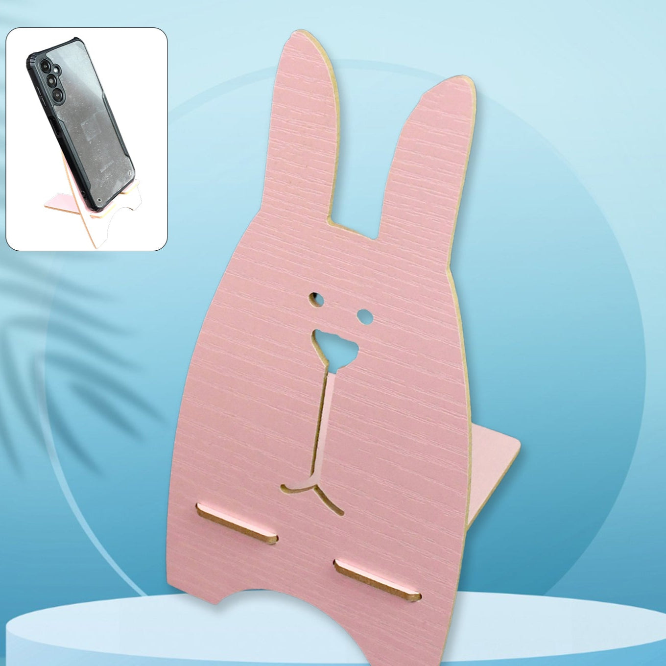 Wooden Cute Lovely Rabbit Design Mobile Stand (1 Pc) - Happy Price - Image 1