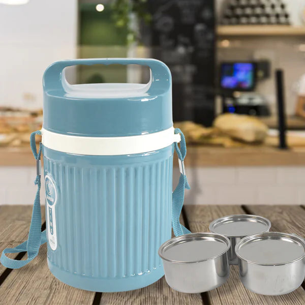 Smart Insulated Stainless Steel Tiffin 3 Compartment Lunch Box With Handle Stackable Stainless Steel Lunch Box  Bpa Free  Leakproofdabba For Office Home School  (1 Pc 3 Compartment) - Happy Price - Image 1