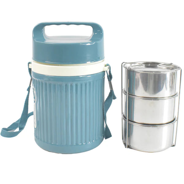 Smart Insulated Stainless Steel Tiffin 3 Compartment Lunch Box With Handle Stackable Stainless Steel Lunch Box  Bpa Free  Leakproofdabba For Office Home School  (1 Pc 3 Compartment) - Happy Price - Image 2