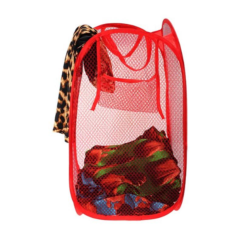 Laundry Hamper Mesh Fabric For Ventilation Foldable Storage Pop Up Clothes Basket - Happy Price - Image 2