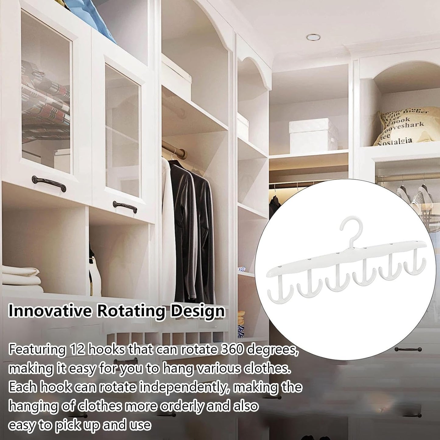 Tank Top Hanger 12-hook Space Saving Hanger Capacity Rotatable Wood Space Saving Hanger Closet Organizers And Storage For Dorm  Apartment For Tank Top - Happy Price - Image 6