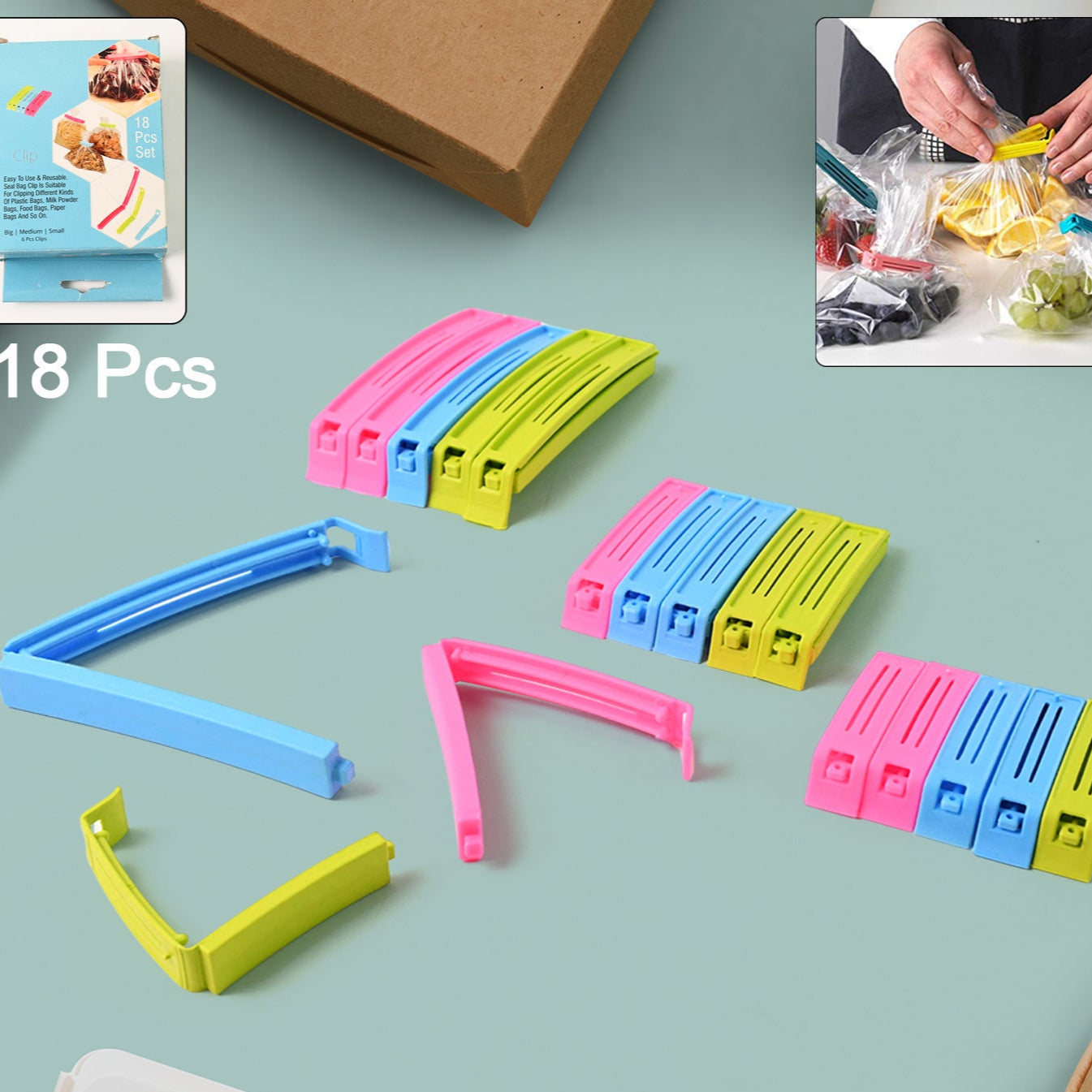 Multipurpose Plastic Pouch Sealer Clips (18 Pc) - Happy Price - Image 1