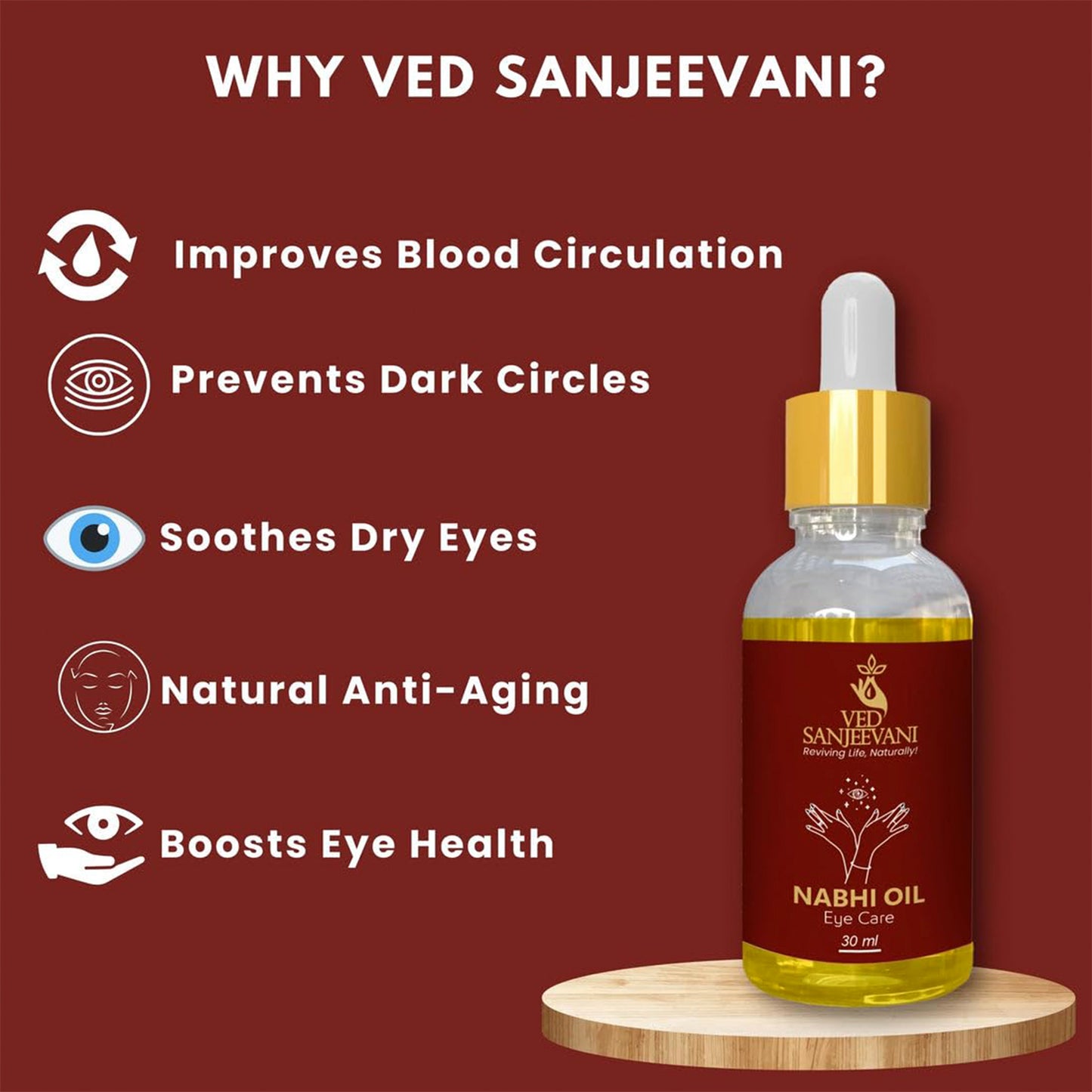 Ved Sanjeevani 100 Organic Ayurvedic Nabhi Oil For Eye Care (30ml  1 Pc) - Happy Price - Image 2