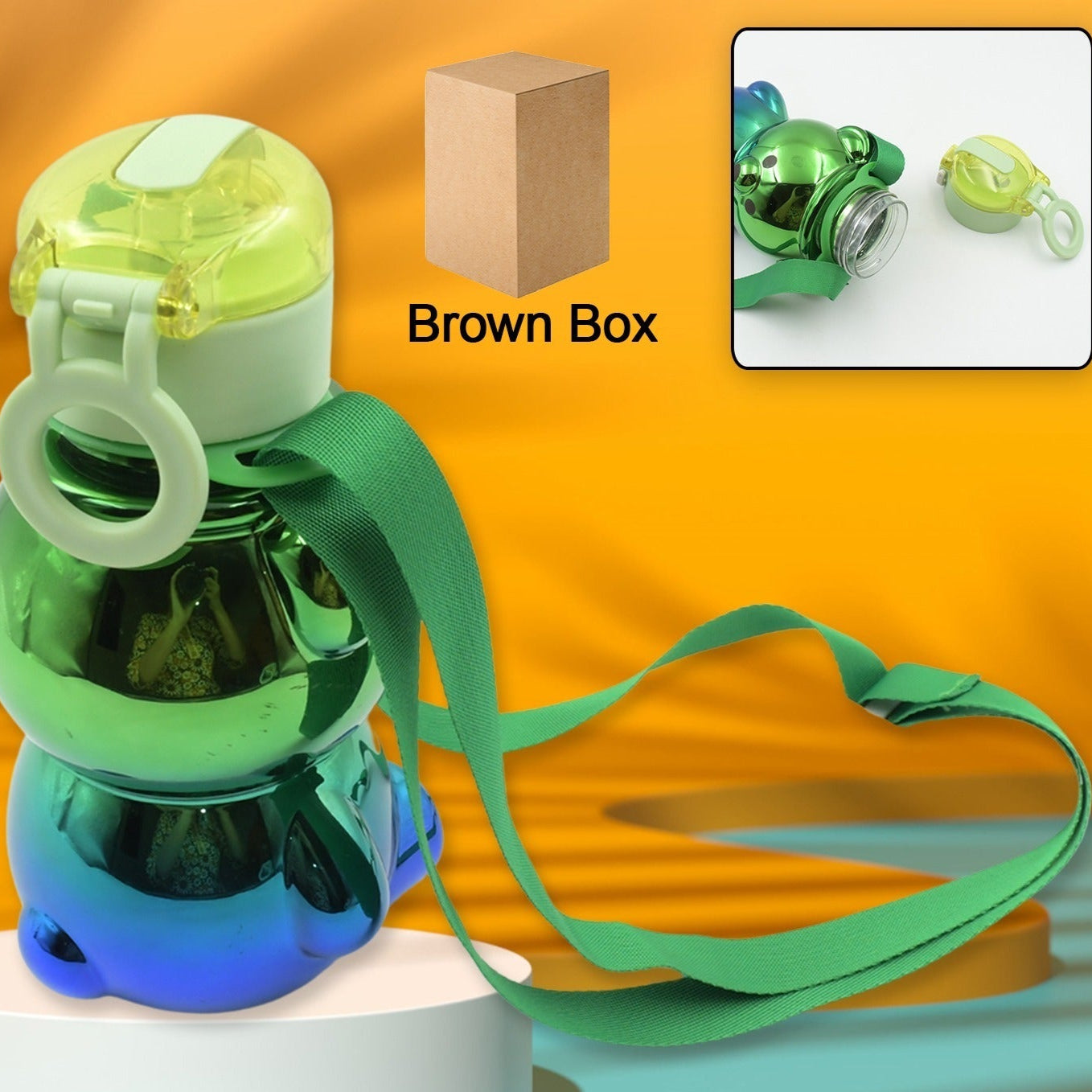 Cute Plastic Water Bottle Straw Bottle With With Adjustable Shoulder Strap And Stickers Portable Drinking Cup Water Bottle For Kids - Happy Price - Image 1