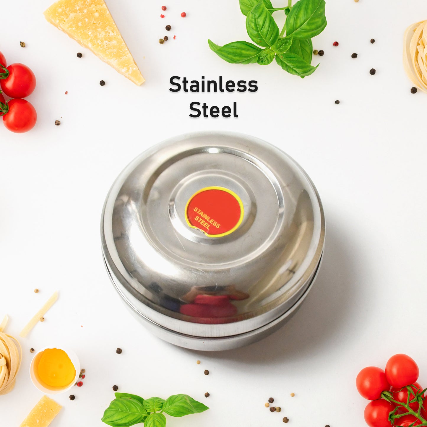 Multi-purpose Stainless Steel Round Shape Tiffin Box - Small Gift For Baby Girl And Baby Boy For Office School  Tuition  Picnic (Big) - Happy Price - Image 3