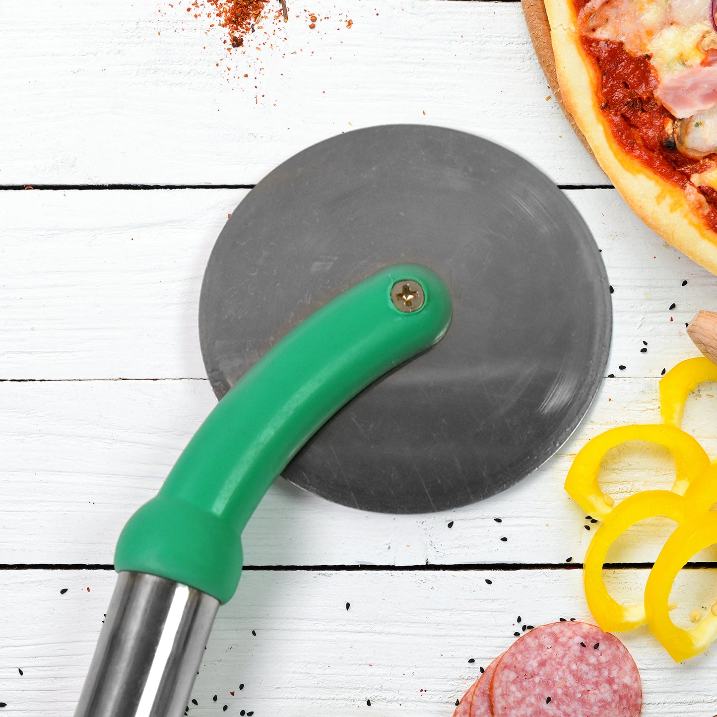 Kitchen Stainless Steel Wheel Pizza Cutter (1 Pc) - Happy Price - Image 6