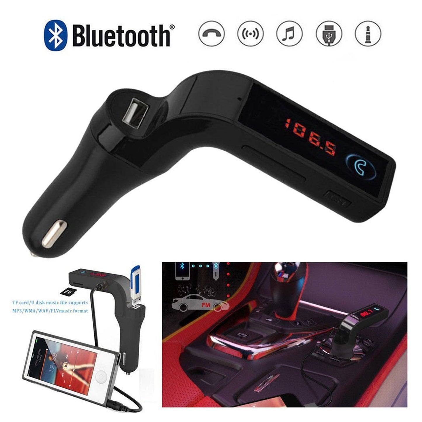 Car G7 With Turbo Charging Lcd Bluetooth Charger Fm Kit Mp3 - Happy Price - Image 5