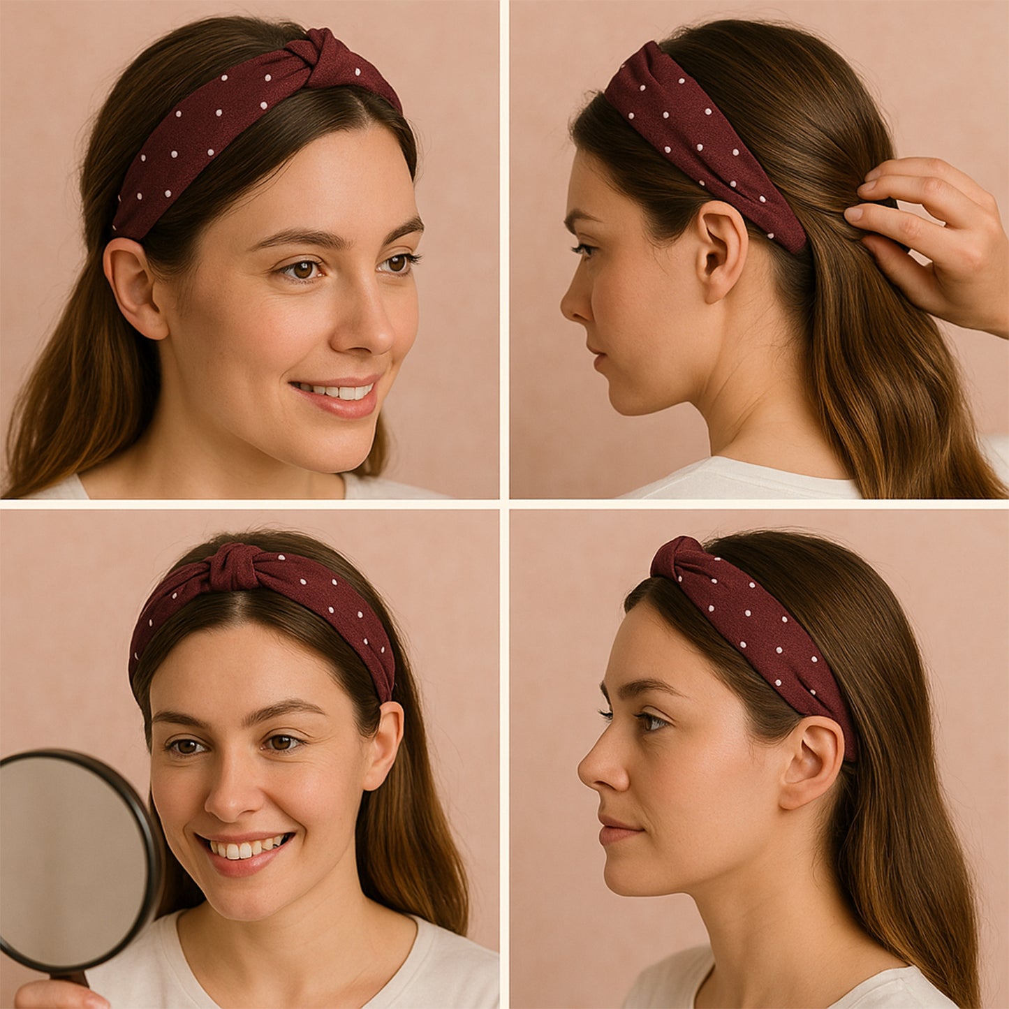 Womens Polka Dot Fabric Knot Hairband  Stylish  Comfortable (1 Pc) - Happy Price - Image 3
