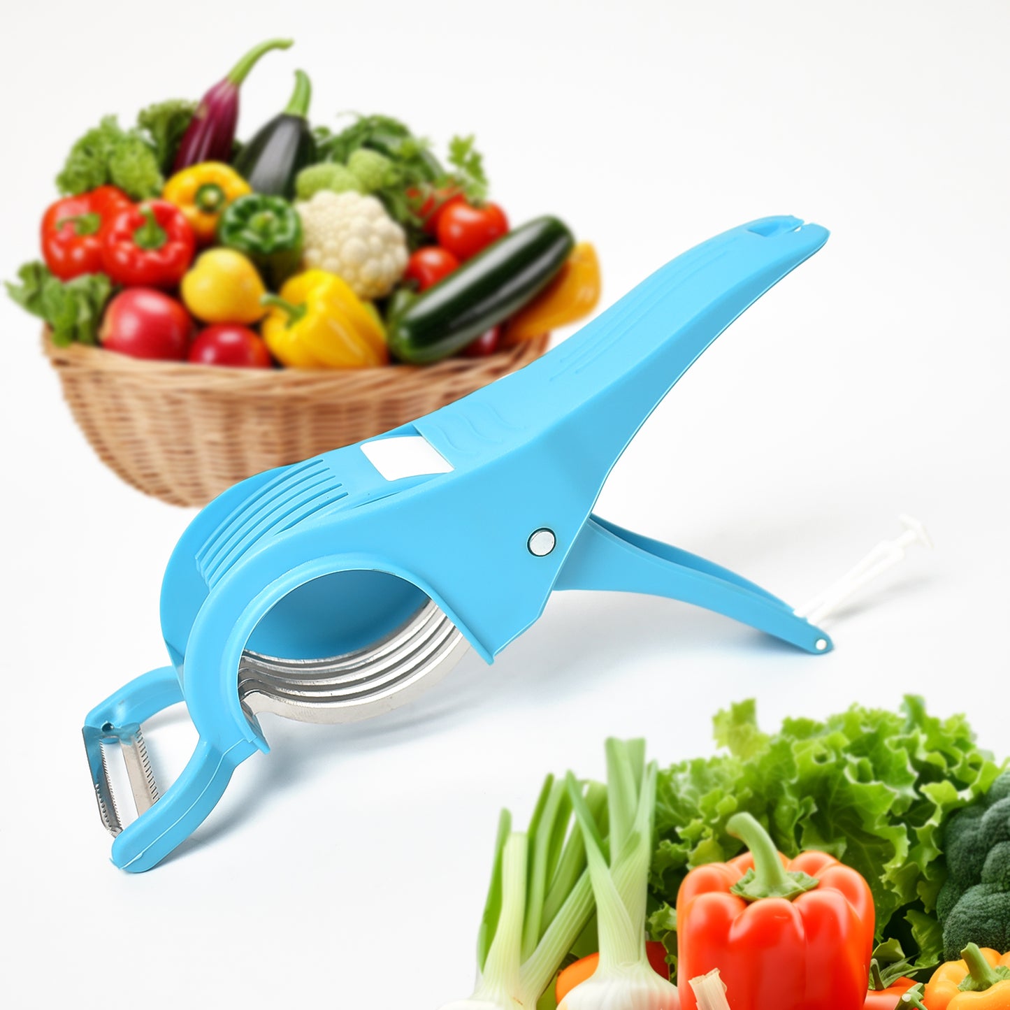 2 In 1 Vegetable   Fruit Multi Cutter 5 Blade Vegetable Cutter With Peeler (1 Pc  Multicolor) - Happy Price - Image 6
