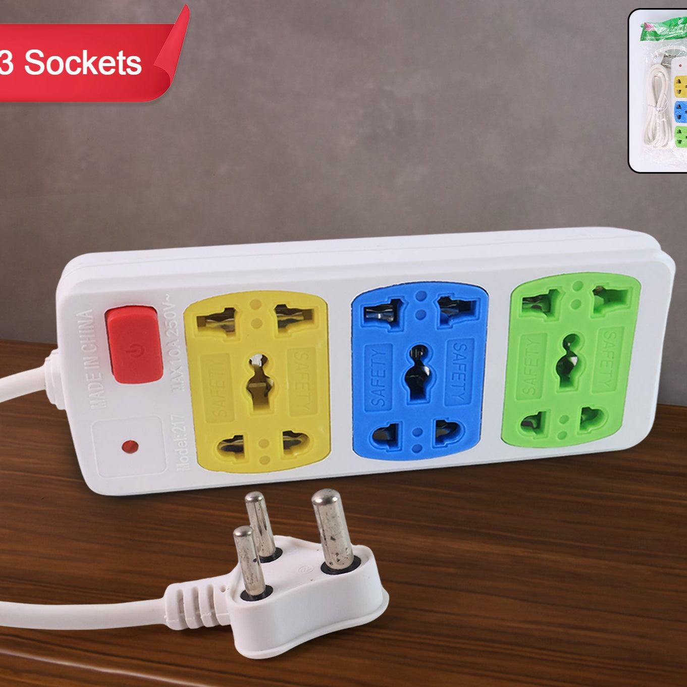 Compact 3-socket Universal Extension Board (1 Pc) - Happy Price - Image 1