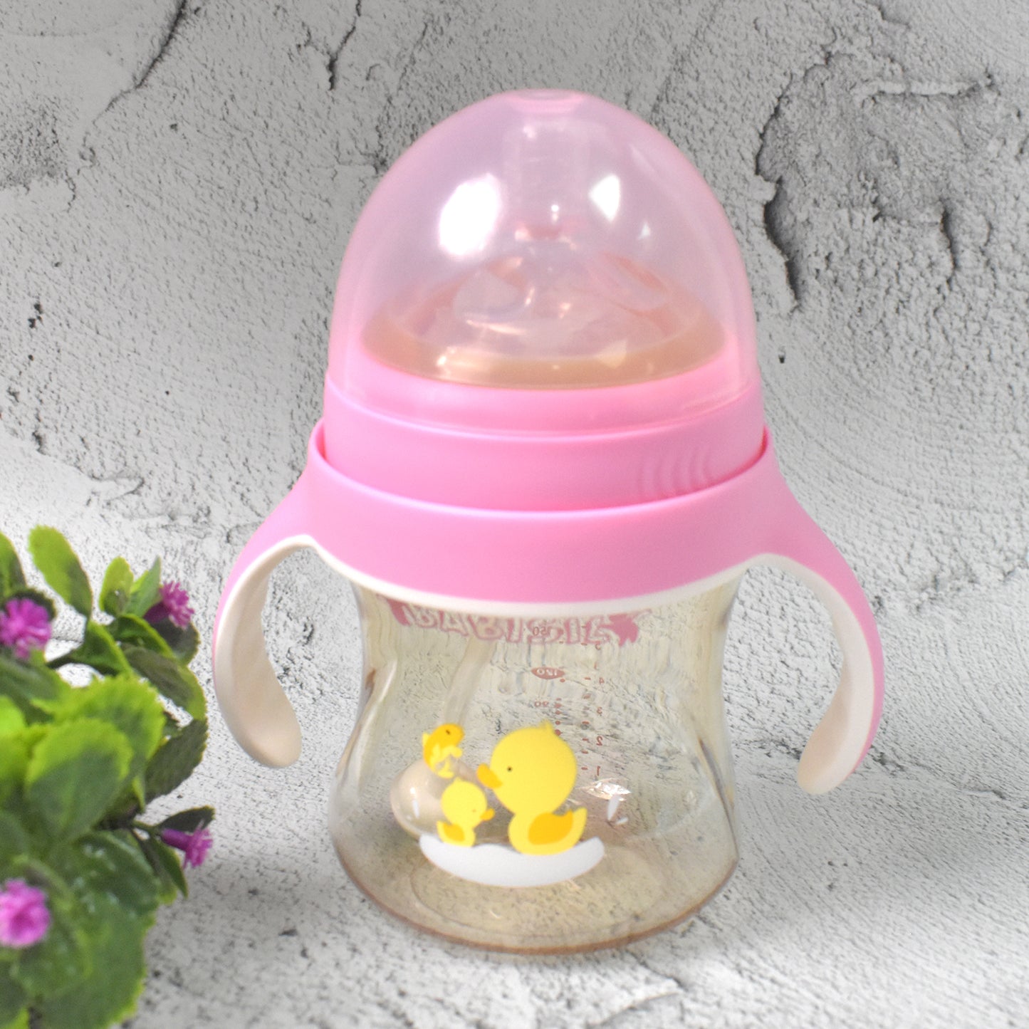 Plastic Baby Feeding Bottle With Handles Cleaning Brush  Straw (240 Ml  1 Pc) - Happy Price - Image 5