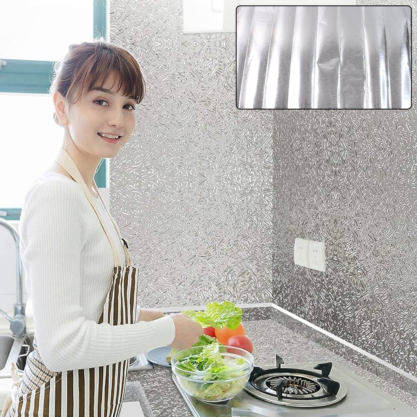 Aluminium Kitchen Wall Sheet Aluminium Without Adhesive (3 Pc  50x90 Cm) - Happy Price - Image 4