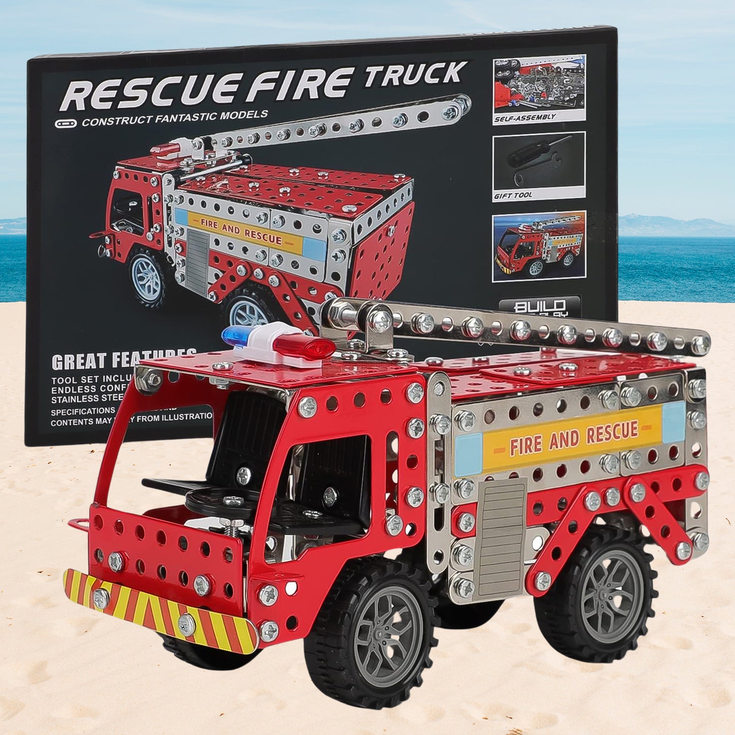 Metal Diy Fire Truck Building Blocks For Kids (Fire Truck  292pcs Of Truck Tool  1 Set) - Happy Price - Image 3