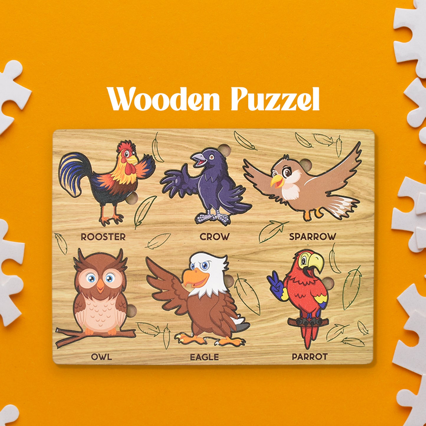Wooden Bird Puzzle Learning Educational Board (1 Set  2820 Cm) - Happy Price - Image 2