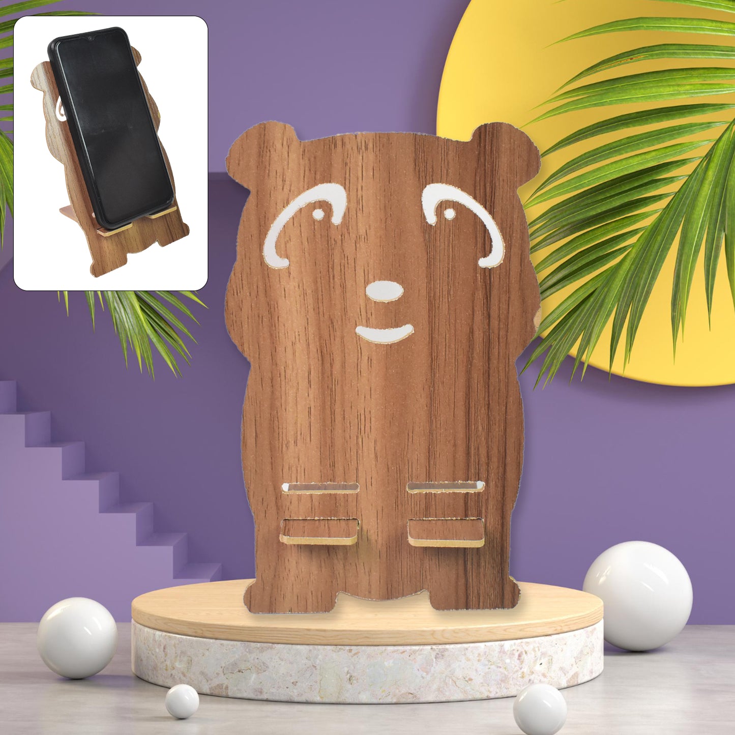 Wooden Cartoon Shape Design Mobile Stand  (1 Pc) - Happy Price - Image 2