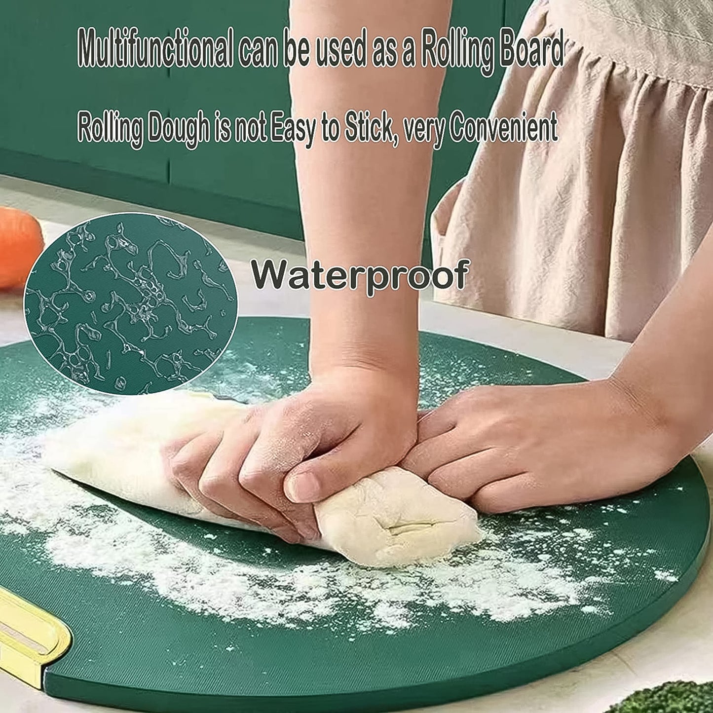 Round Multipurpose Cutting Board (32x32 cm, 1 Pc) – Anti-Slip, Food-Grade Chopping Board with Handle for Vegetables, Fruits & Meat - Happy Price - Image 6