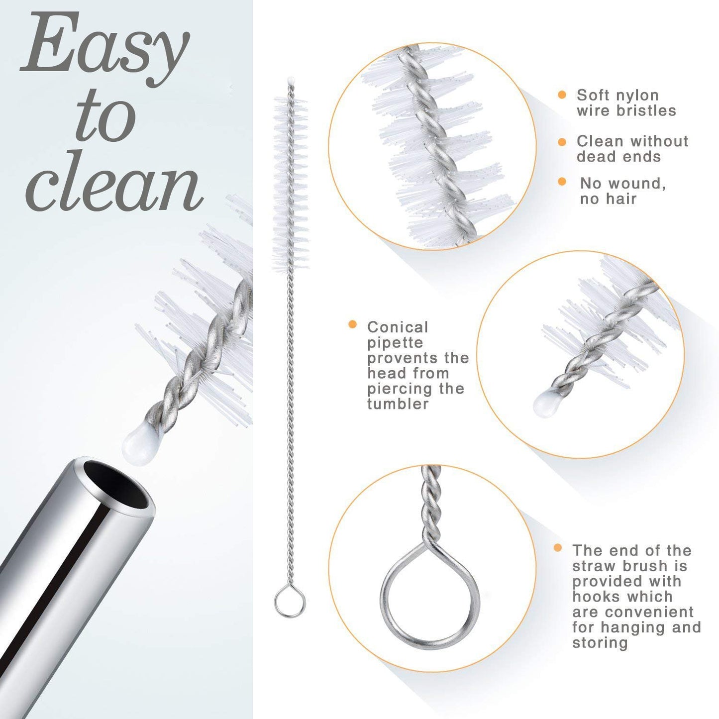Reusable Stainless Steel Drinking Straws Bent (4 Bent Straws 1 Brush) - Happy Price - Image 5