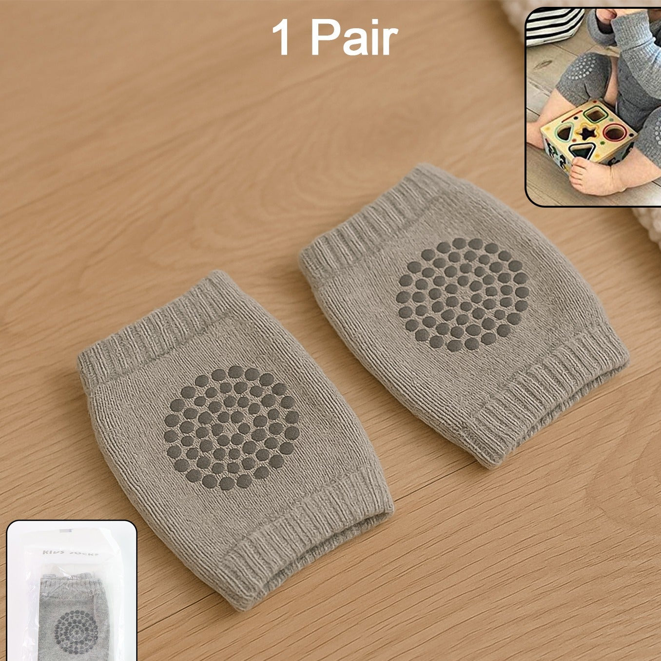 Light Grey Toddler Wool Knit Leg Warmer (Knee Guard) - Happy Price - Image 1