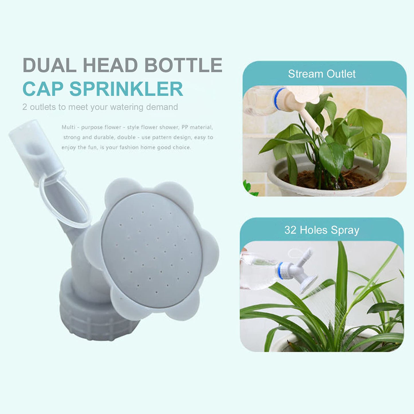 2 In 1 Bottle Cap Sprinkler Dual Head Bottle Watering Spout Double Ended Bottle Watering Nozzle  Watering Can Nozzle For Indoor Seedlings Plant Garden Tool - Happy Price - Image 3