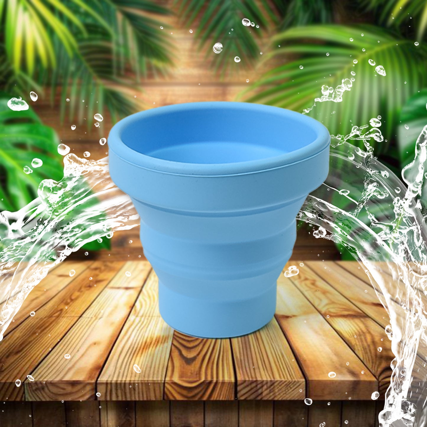 Round Silicone Foldable Glass Foldable Travel Mug Without Lid (1 Pc) - Happy Price - Image 2