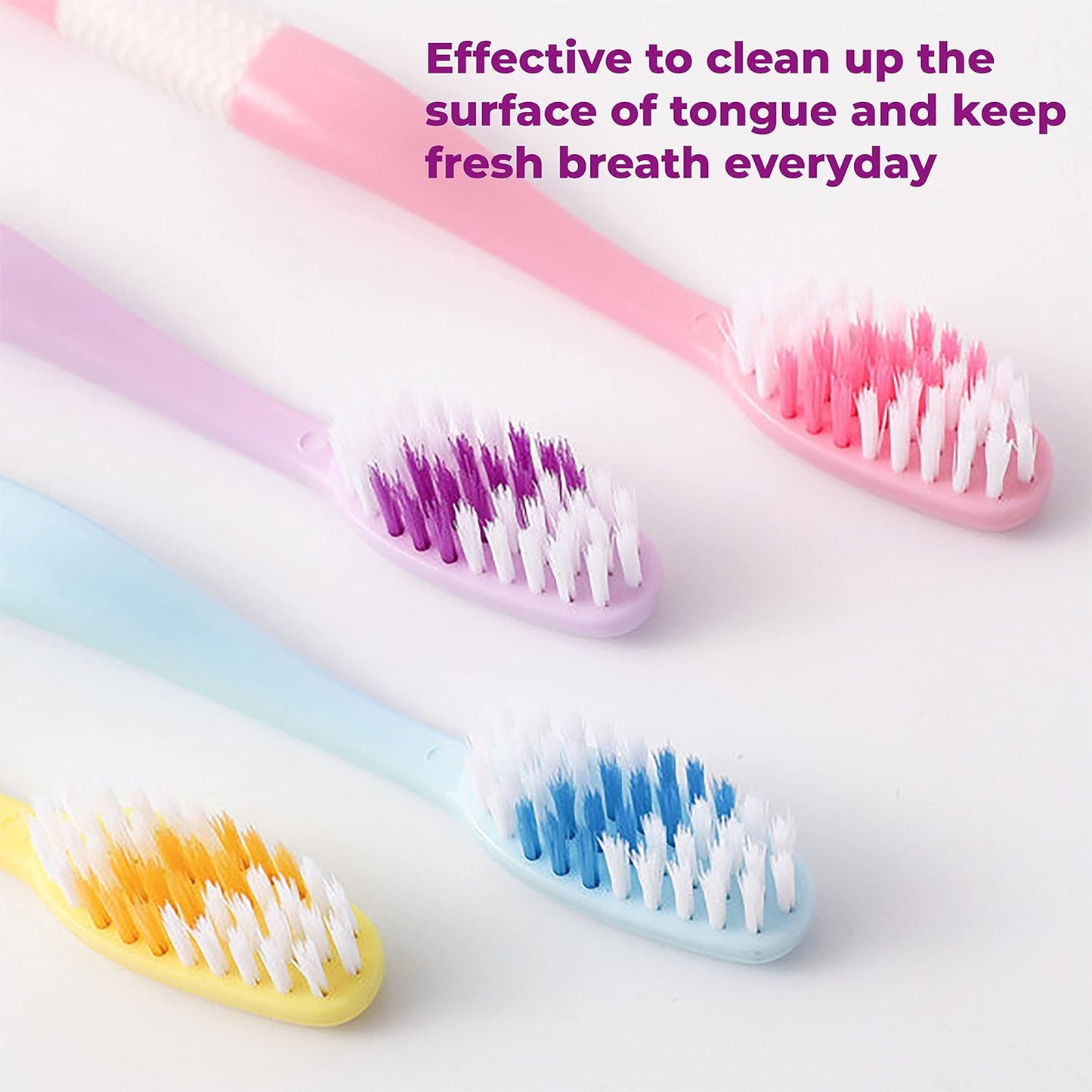 2-in-1 Tooth Brush With Tongue Scraper Soft Bristle  Long Handle (8pcs) Soft Toothbrush - Happy Price - Image 7