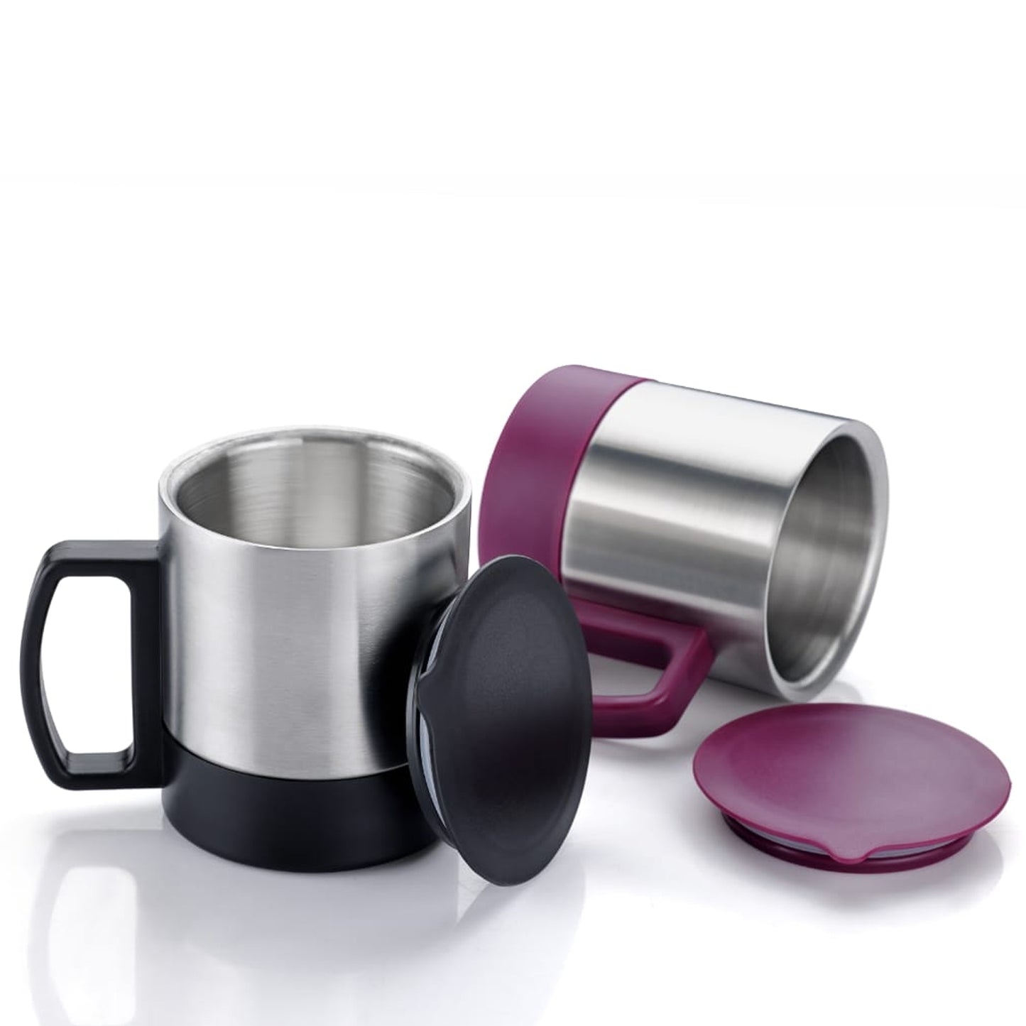 Stainless Steel Coffeetea Cup Stainless Steel Lid Cover Hot Coffeetea Mug Hot Insulated Double Wall Stainless Steel Coffee And Milk Cup With Lid  Handle Easy To Carry - Coffee Cup (1 Pc) - Happy Price - Image 4