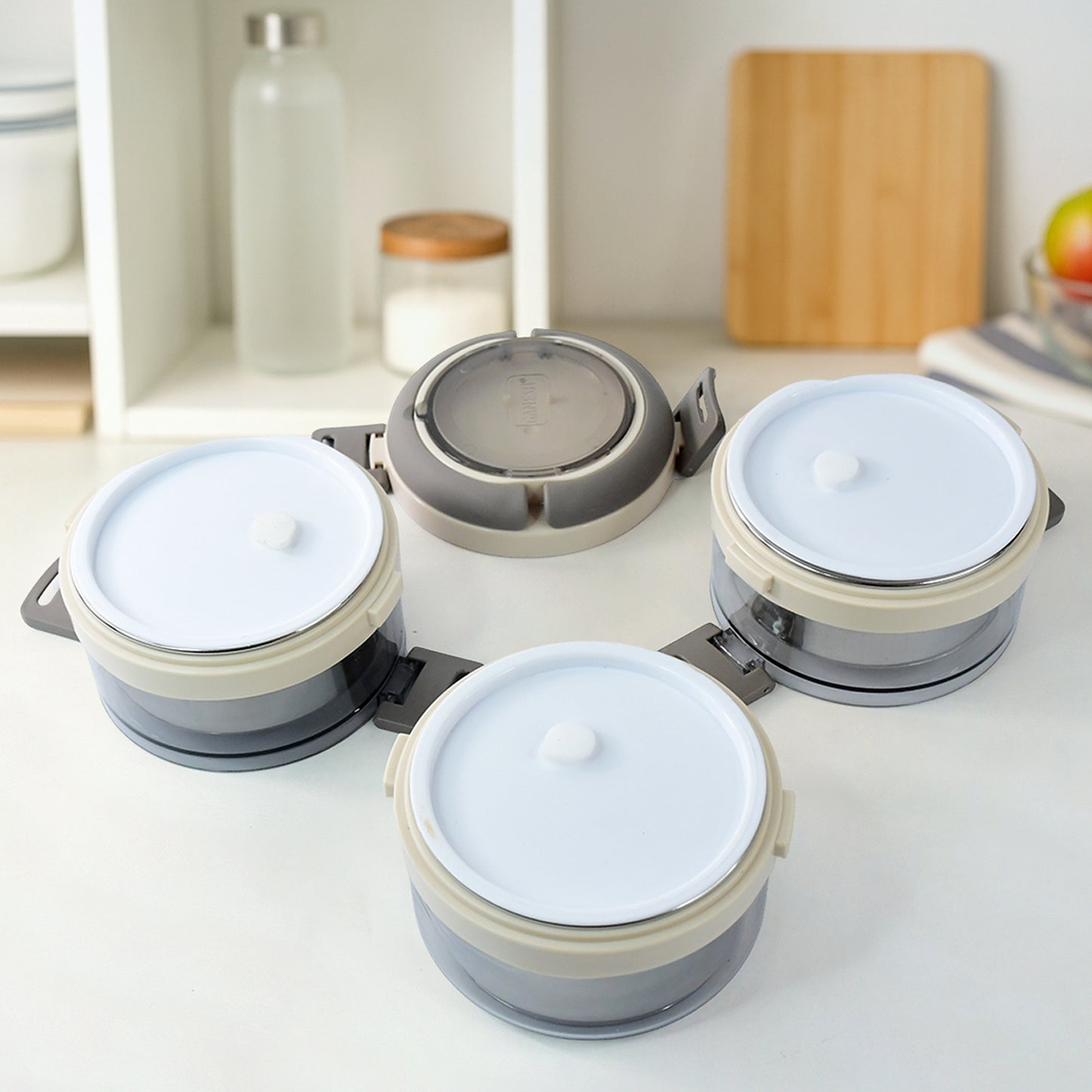 Ganesh Steko-3 Triple Layer Stainless Steel Insulated Lunch Box Set - Happy Price - Image 5