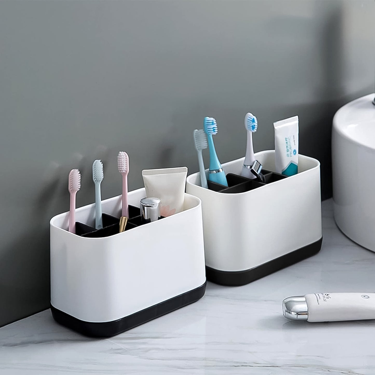 6 Compartment Multi Purpose Organizer Toothbrush Holder Stand Plastic Caddy (1 Pc) - Happy Price - Image 6