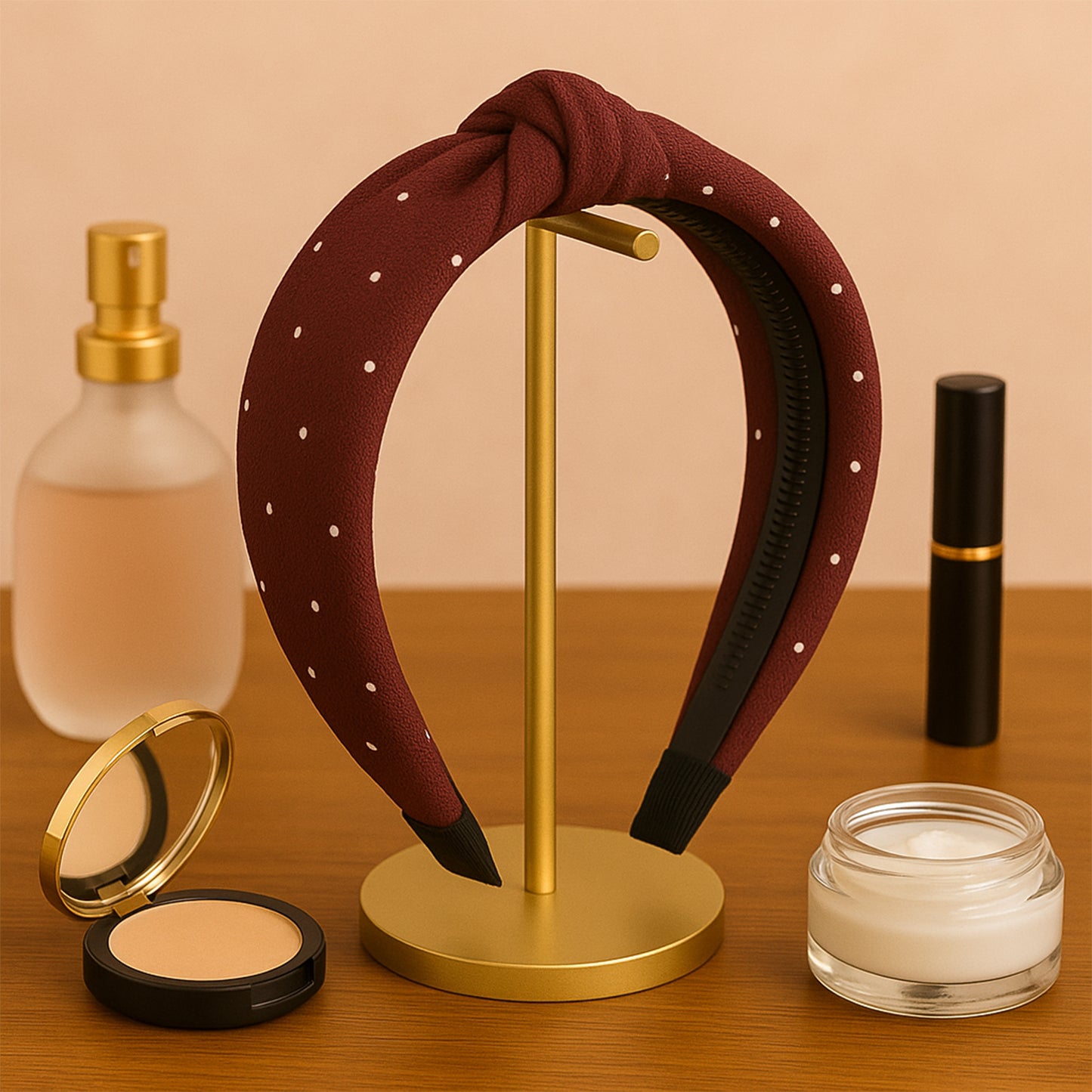 Womens Polka Dot Fabric Knot Hairband  Stylish  Comfortable (1 Pc) - Happy Price - Image 4