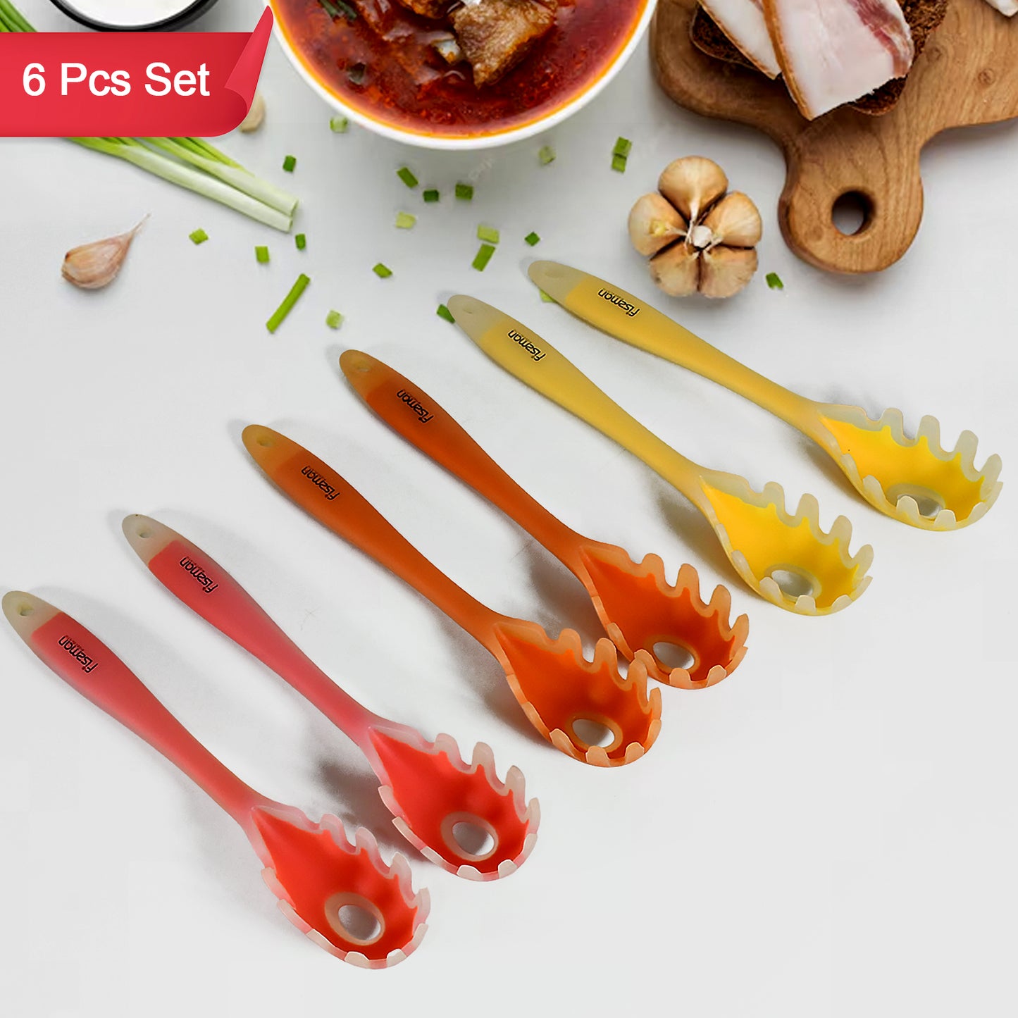 Multipurpose Silicone Spoon Silicone Basting Spoon Non-stick Kitchen Utensils Household Gadgets Heat-resistant Non Stick Spoons Kitchen Cookware Items For Cooking And Baking (6 Pcs Set) - Happy Price - Image 5