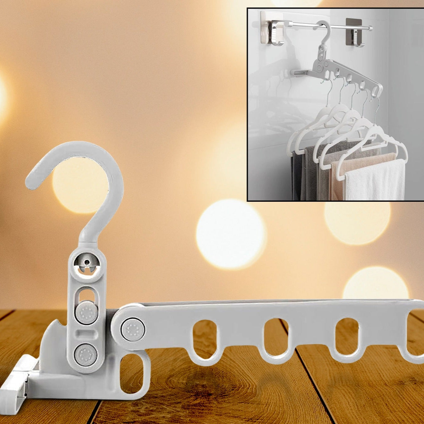 5holes Foldable Clothes Hanger Travel Clothes Hanger Multifunctional Clothes Hanger Space-saving Wall Holder Clothes Rack Robust Clothes Hanger For Travel Indoors. - Happy Price - Image 1