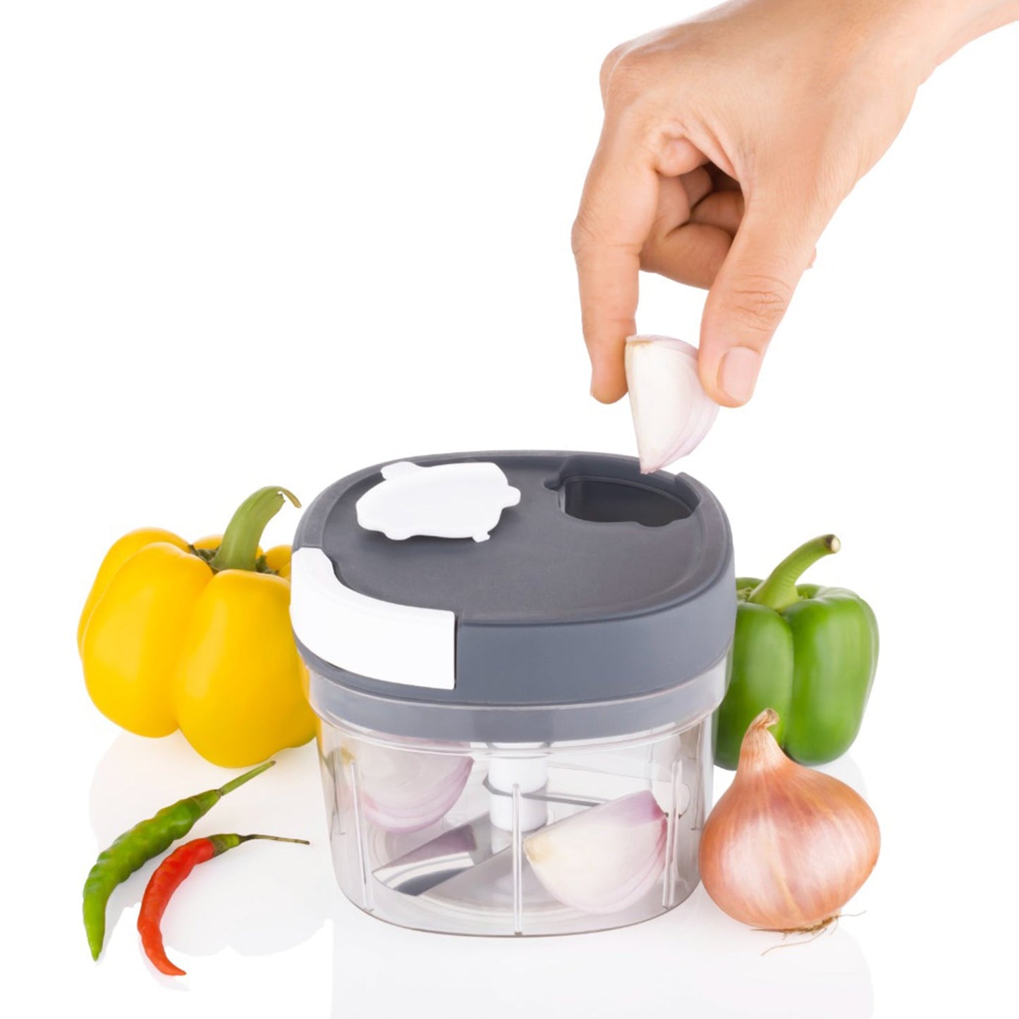 2in1 Handy Chopper And Slicer For Home  Kitchen (600ml Capacity) - Happy Price - Image 2