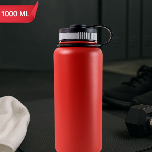 Red Stainless Steel Double Wall Vacuum-insulated Drink Water Bottle (1000 Ml) - Happy Price - Image 1