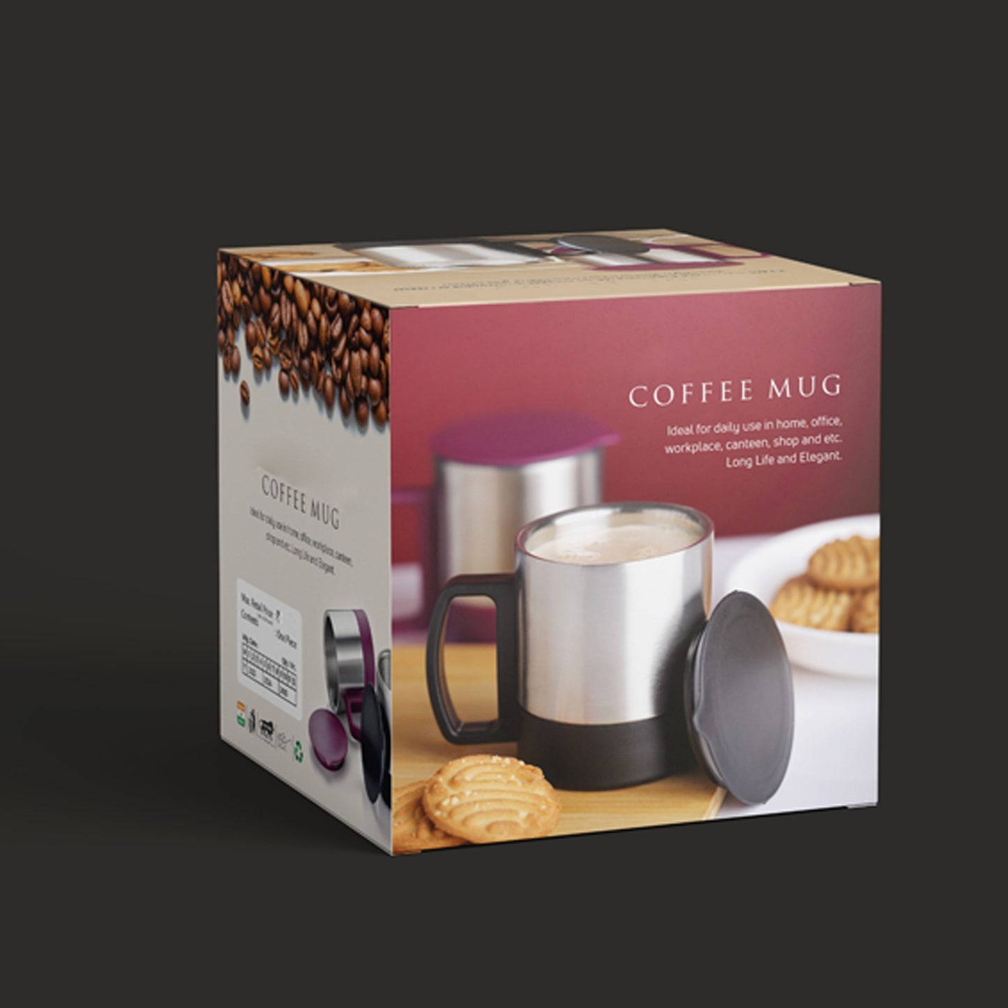 Stainless Steel Coffeetea Cup Stainless Steel Lid Cover Hot Coffeetea Mug Hot Insulated Double Wall Stainless Steel Coffee And Milk Cup With Lid  Handle Easy To Carry - Coffee Cup (1 Pc) - Happy Price - Image 6