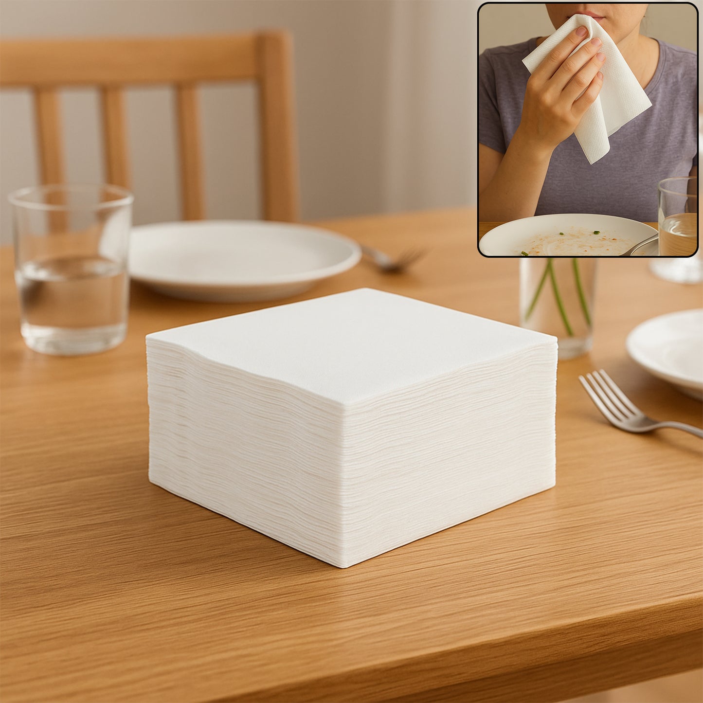Soft  Absorbent Disposable Tissue Paper  Napkins Set (50 Pc) - Happy Price - Image 3