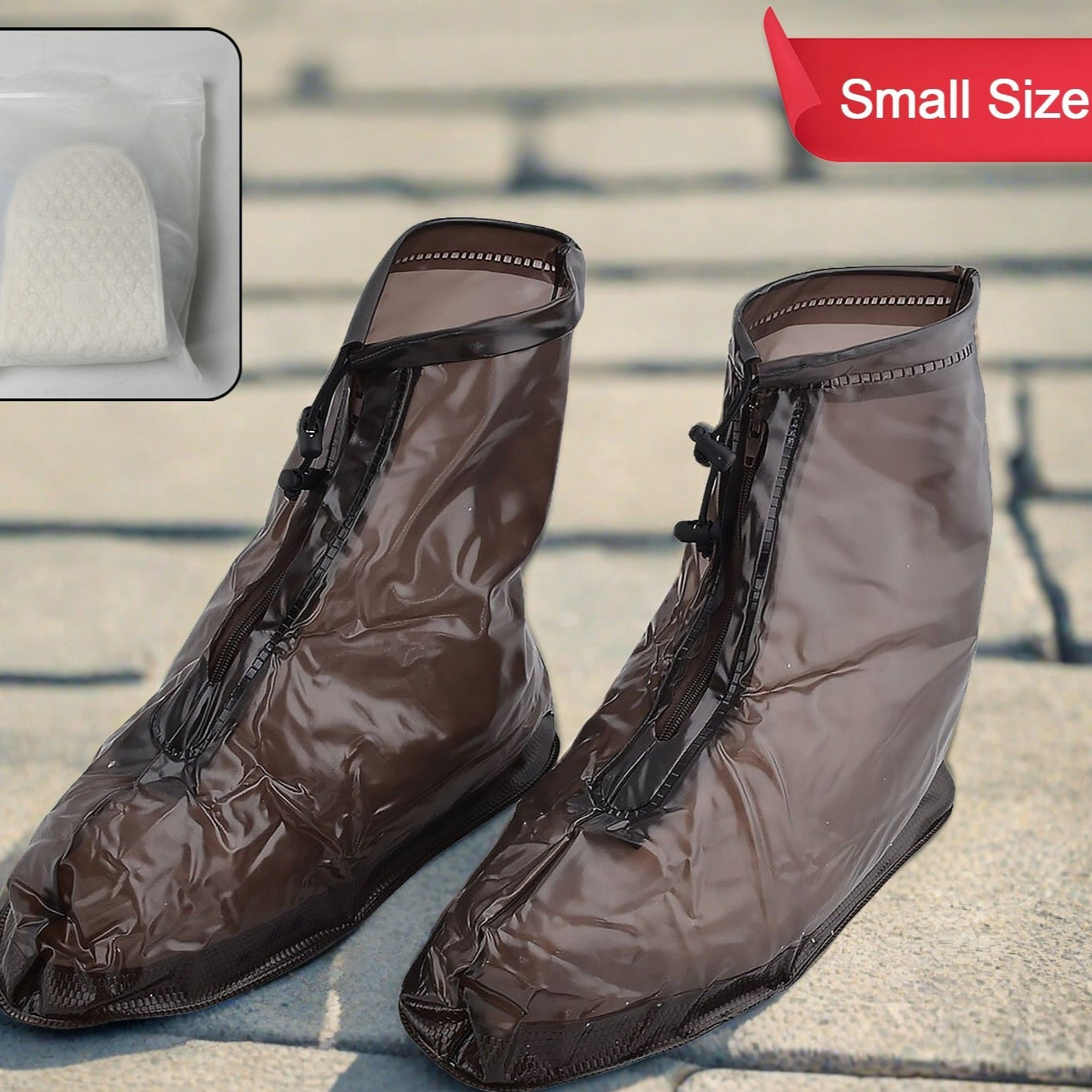 Plastic Shoes Cover Reusable Anti-slip Boots Zippered Overshoes Covers Transparent Waterproof Snow Rain Boots For Kids  Adult Shoes For Rainy Season (1 Pair) - Happy Price - Image 1