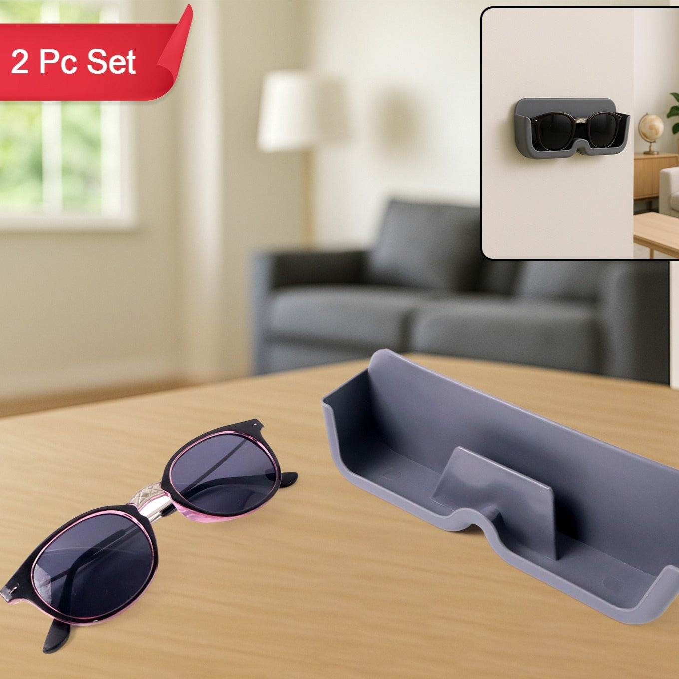 Sunglasses Holder With Sunglasses Combo (2 Pc Set) - Happy Price - Image 1